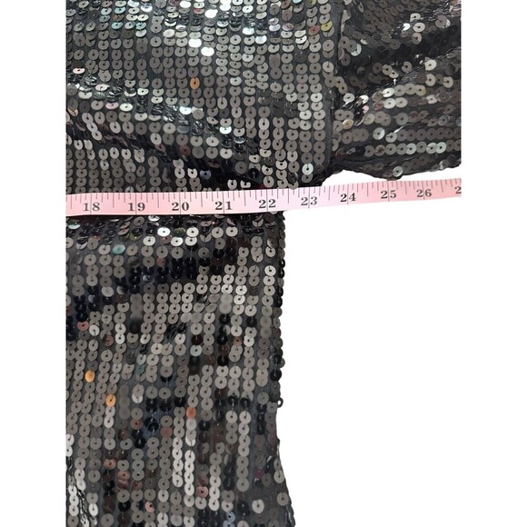 Pretty Little Thing Black Sequin Blazer Button Down Top Size 8 Disco Party Girly - Picture 8 of 9